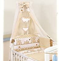 Pro Cosmo 10 Piezas Juego de Ropa de Cama para Cuna 120 x 60 cm Bebé Edredón Dosel Protector Marrón de Peluche